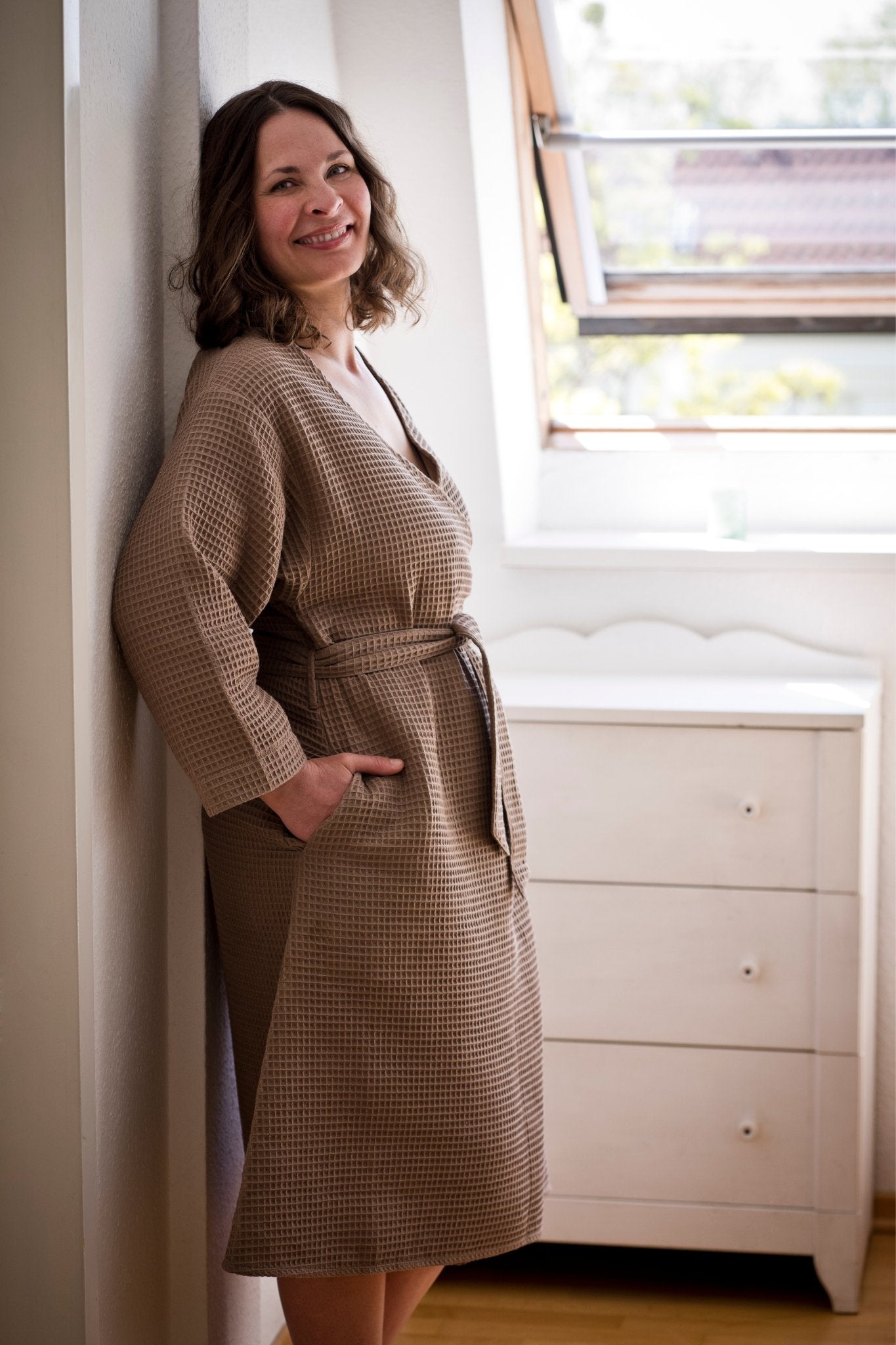 Kimono Morgenmantel MAYA Beige - Wolf Mothers