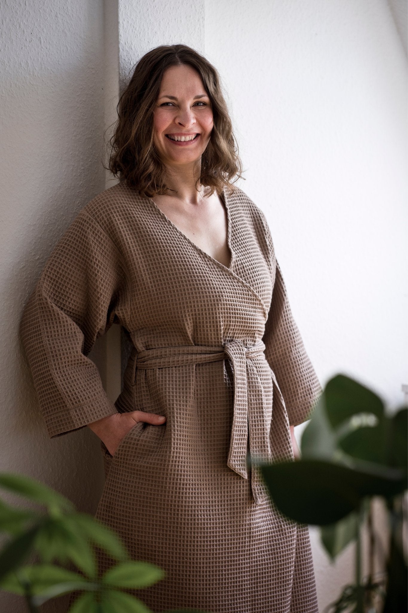 Kimono Morgenmantel MAYA Beige - Wolf Mothers